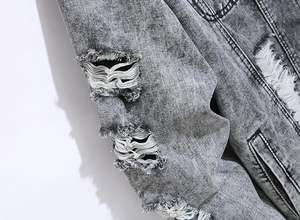 Denim <b>Jacket</b> for <b>Men</b> Denim <b>Jacket</b> Distressed Ripped Slim Fit Stretch <b>Trucker</b> <b>Jackets</b> Classic Casual Denim Coat - Product Image 6