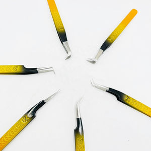 Pince à épiler en acier avec extension de cils HASIBI NAQIBI avec logo personnalisé Poignée en diamant noir avec pointe en fibre lisse offerte en or rose - Product Image 5