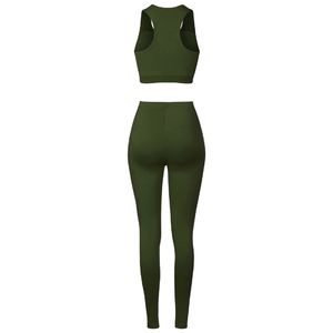 Hot Selling Women High Waist Custom Logo Workout Soft Running <b>Leggings</b> 2 Piece Yoga Sets For Woman - Product Image 3