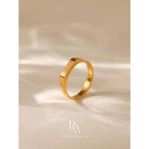 Anello a fascia sottile a trapezio placcato oro rosa 18K, anello sigillo che non si ossida, regalo per mamma o per lei - Product Image 5