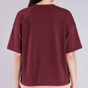 Camiseta de Mujer de Color Sólido, 220 g/m², 100% Algodón, Hombros Caídos, Cuello Redondo, Transpirable, Ecológica, para Verano - Product Image 4