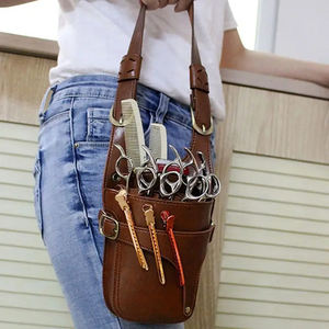 Funda de tijera para el cabello personalizable de alta calidad, cinturón de hombro para la cintura, peluqueros, tijeras de cuero PU, herramienta de peluquería - Product Image 4