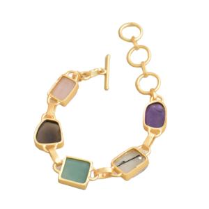 Pietra naturale in ottone placcato oro 18K Unisex artigianale fornitore all'ingrosso di moda produttori nuovo braccialetto di tendenza - Product Image 2