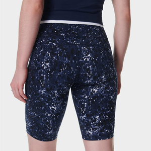 Pantalones cortos de gimnasio para mujer con estampado de cuadros azul marino sin costuras, pantalones cortos de entrenamiento de cintura alta personalizados, ajuste de compresión, LICRA/nailon, deportes de secado rápido - Product Image 5
