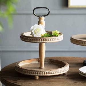 Lite Brown Color 2 Tier Wooden Round <b>Cake</b> <b>Stand</b> Flower Romantic Handmade Customized Items - Product Image 4