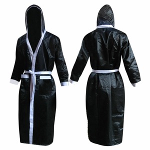 Ceinture à manches longues lâche Muay Thai Boxe Robe Kickboxing Show Robe de boxe en bleu avec blanc - Product Image 4
