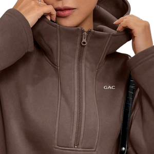 Womens Half <b>Zip</b> <b>Hooded</b> Fleece Sweatshirt Oversized Pullover Long Sleeve Warm Hoodie With Pockets Winter Top Soft Loose Fit - Product Image 3