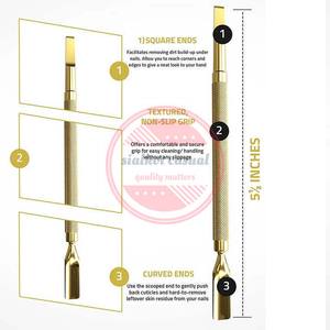 Empujador de cutículas Limpiador de uñas de doble cara de acero inoxidable Manicura Pedicura Empujadores de uñas - Product Image 3