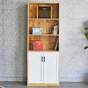 Bibliothèque moderne en bois de caoutchouc avec tiroirs pliables 70x40x180cm pour bureau à domicile et salon - Product Image 3