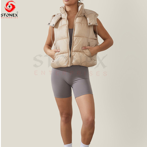 Venta al por mayor de fábrica personalizada Oem sin mangas con cremallera Chaleco de Invierno para mujer acolchado 100% poliéster relleno chaleco chaqueta - Product Image 3