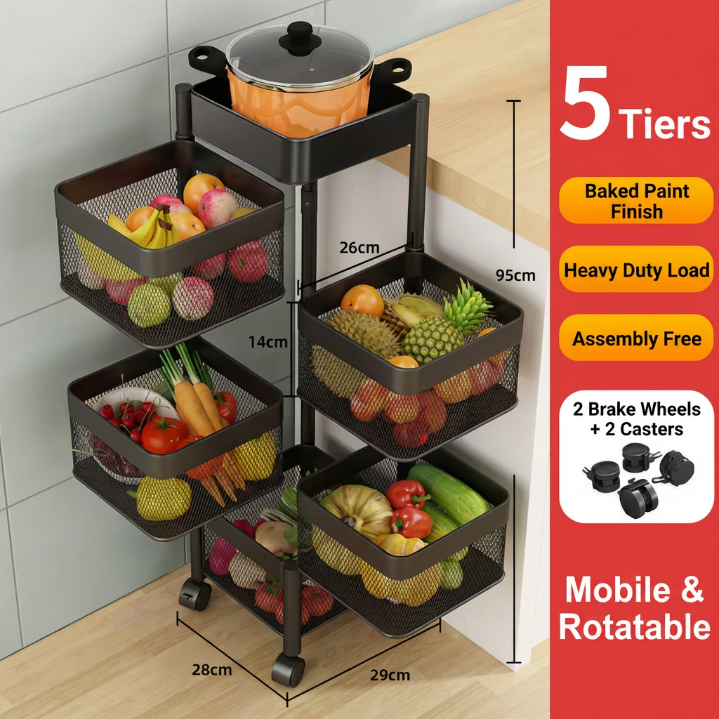 classic black-4-layer round shelf