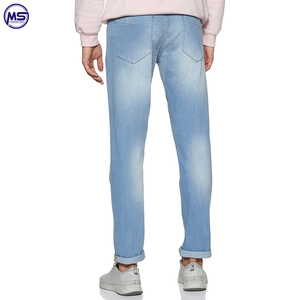 Offre Spéciale de haute qualité hommes Denim pantalon conception personnalisée imprimé léger tricoté bleu couleur droite pour des vêtements de plein air - Product Image 3