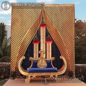 Marco dorado cortado con láser para bodas, fiestas, accesorios de arco de boda de Metal de fibra de hierro moderno, Rectangular en forma de corazón embalado en caja - Product Image 6