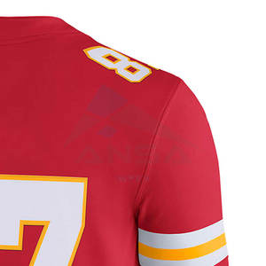 เสื้อฟุตบอลอเมริกันแบบซับลิเมชั่นดีไซน์ล่าสุด ปรับแต่งได้ ระบายอากาศดี ขายส่งจำนวนมาก ไซส์ใหญ่ ชุดทีม - Product Image 5