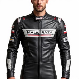 Traje de dos piezas de cuero de motocicleta premium-Acabado de lujo, hecho en Pakistán por Malik Raza, personalización completa - Product Image 4