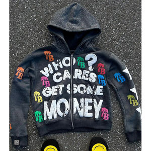 Manufacturer Custom Screen Blank Printing Sweatshirts <b>Men</b> Oversized Acid <b>top</b> quality Wash Ripped Raw Hem <b>Cropped</b> Hoodies - Product Image 6