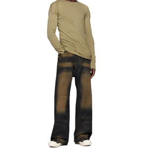 Jean baggy personnalisé pour homme, style streetwear, denim délavé, coupe droite décontractée, en denim épais - Product Image 4