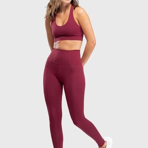 Leggings Largos de Cintura Alta para Mujer, Color Sólido, Elásticos, Transpirables, Cómodos, Deportivos, Sin Costuras, Tejidos en Spandex y Nailon - Product Image 1