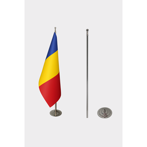 Drapeau d'intérieur officiel de Roumanie avec impression numérique, mât en aluminium et fibre de verre durable, fabriqué en polyester vinyle de haute qualité - Product Image 2