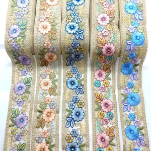 DIY印度刺绣涤纶蕾丝装饰印度巴基斯坦服装批发有6种颜色