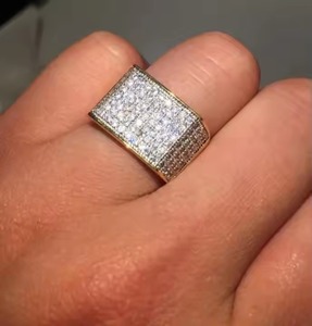 Original Moissanite Diamond Men's <b>Ring</b> 10K Yellow Gold Wedding Groom <b>Ring</b> Engagement <b>ring</b> Fathers Day Gift for Comfort Style - Product Image 3