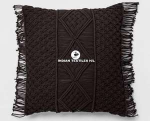 Designer Eco-friendly Home Decorative Macrame Pillow <b>Cushion</b> Cover 100% COTTON Boho Macrame <b>Cushion</b> Cover Case By ITHL - Product Image 3