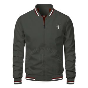 2024 <b>Men's</b> High Quality Bomber <b>Jacket</b> New Design O-Neck Canvas Zipper Top 100% Genuine Puffy Look Spring Plain Dyed <b>Smart</b> <b>Casual</b> - Product Image 3