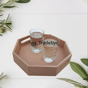 Tradebyd Bandeja de madera MDF hecha a mano Bandeja de servicio multiusos Premium para comedor y bebidas - Product Image 1