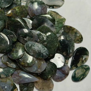 Piedras Preciosas de Ágata Musgo Verde Natural, Corte Ovalado, Tamaño Libre, Cabujones Sueltos para Joyería - Product Image 3