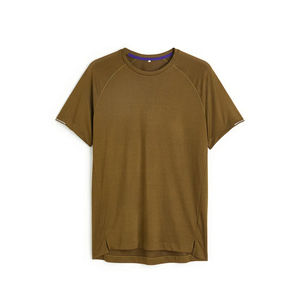 T-shirts de couleur marron unie personnalisés OEM pour hommes T-shirt respirant de haute qualité en tissu 100% coton à col rond coupe ample - Product Image 4