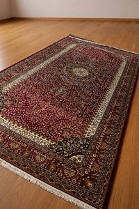 Alfombra de Polipropileno Hecha a Máquina, Ecológica, Resistente a las Manchas, Diseño Clásico de Medallón Persa, Floral Rojo, Duradera para el Hogar - Product Image 4