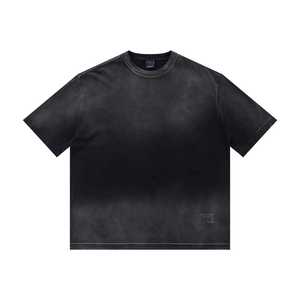 Poids lourd 280 grammes 100% coton Logo personnalisé quantité minimale de commande 1 T-Shirt Distressed Boxy Cropped Tee Style décontracté - Product Image 1