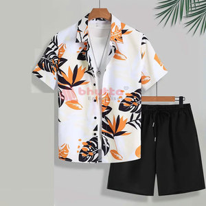 Conjunto de Verano con Estampado Floral, Conjunto de 2 Piezas con Estampado de Hojas Tropicales Hawaianas, Ropa de Playa, Traje de Vacaciones - Product Image 2
