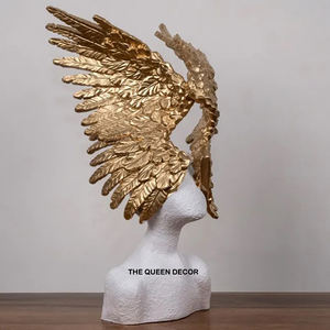 Luxury Creative Metal <b>Angel</b> <b>Wings</b> Character Sculpture <b>Ornaments</b> Model Room Office Living Room Desktop Home Decoration - Product Image 1