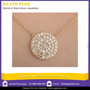 พรีเมี่ยมคุณภาพ 14k ทองคําเหลืองแข็งรอบแผ่นสร้อยคอจี้เพชรแท้ผู้ผลิตเครื่องประดับทําเอง - Product Image 2