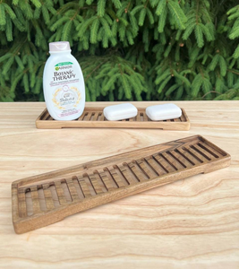 Porte-savon artisanal en bois massif |   Porte-savon de salle de bain écologique avec fentes antidérapantes et de drainage rapide - Product Image 4