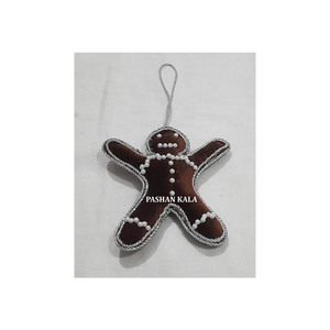 Nuevo producto 2024 bordado Zari de plata hecho a mano con trabajo de cuentas forma personalizada adornos colgantes de Navidad para decoración del hogar - Product Image 1