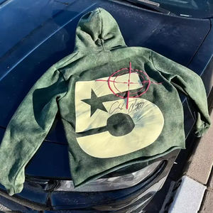 Streetwear unisexe en coton pour hommes 400 Gsm Heavyweight Distressed Hoddies Fabricants de vêtements Sweats à capuche personnalisés avec impression bouffante - Product Image 3