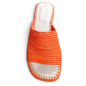 Sandales compensées orange à perles marocaines, bout fermé, à enfiler, plates, d'été, respirantes, doublure en coton, semelle extérieure en caoutchouc, mode, faites à la main - Product Image 2