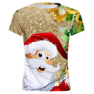 <b>Christmas</b> New Year Men's Oversize for <b>T</b>-<b>Shirt</b> 100% Polyester V-Neck Crocheted Print Anti-Wrinkle Hip Hop Winter - Product Image 3