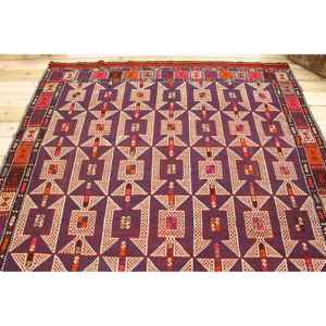 Alfombra Turca de 6.1x7.9 pies, Alfombra Vintage de Lana Roja y Azul Estilo Suroeste - Product Image 3