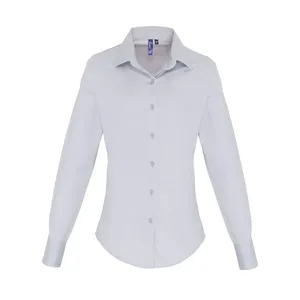 Camiseta Polo de Manga Larga para Mujer, Corte Ajustado, Popelina, Artículo Promocional - Product Image 3