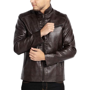 แจ็คเก็ตหนังแท้สำหรับผู้ชายเสื้อแจ็คเก็ตมีซิป100% หนังแท้สำหรับนักขี่จักรยานลำลองใหม่มีสไตล์ - Product Image 2