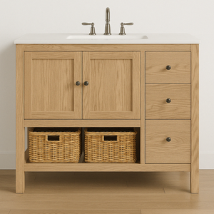 Vanité de salle de bain de 48 pouces 7, démontage de meubles en paquet plat, fabricant du Vietnam, finition à base d'eau non toxique - Product Image 1