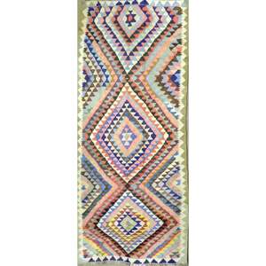 Un kilim Sanandaj vintage authentique, noué à la main, unique en son genre, 8'7 x 4'1 - Product Image 1