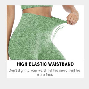 OEM professionnel ensemble de yoga grande taille pour femmes respirant séchage rapide motif solide personnalisable avant logo taille élastique équipement - Product Image 3