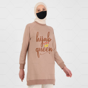 Ensemble de vêtements 2 pièces pour femmes musulmanes, automne-hiver, écologique, 100% coton, polaire épais, chaud, uni, manches longues, sweat-shirt - Product Image 2