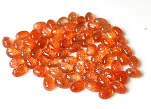 Piedra solar naranja natural cabujón ovalado suelto 3x5mm-10x14mm piedra preciosa trasera plana para la fabricación de joyas - Product Image 5