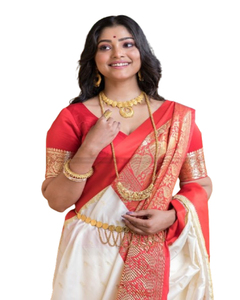 Le magnifique sari en soie tissée jacquard de Kasturi Store orné de motifs traditionnels pour les fêtes - Product Image 1