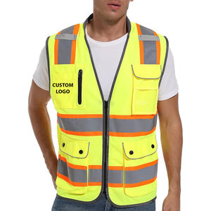 Chaleco de seguridad de alta visibilidad personalizado Chaleco de trabajo impermeable con tiras reflectantes tela de malla y bolsillos utilitarios - Product Image 3